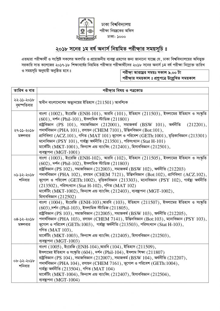 du 7 college honors 1st year routine 2018