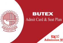 BUTEX Admit Card & Seat Plan PDF Download