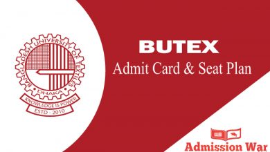 BUTEX Admit Card & Seat Plan PDF Download