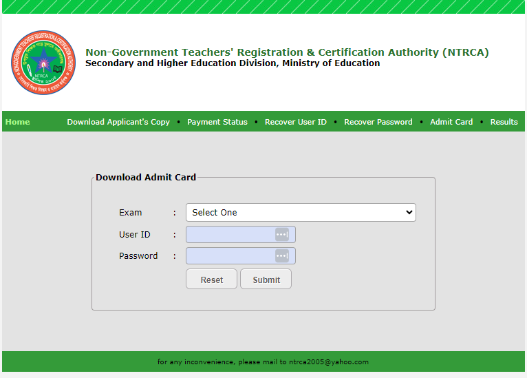 NTRCA Teletalk Apply